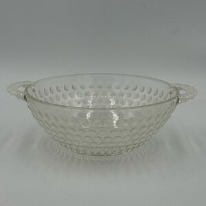 Vintage Anchor Hocking Hobnail Opalescent Moonstone Candy Dish w/ Handles No Lid